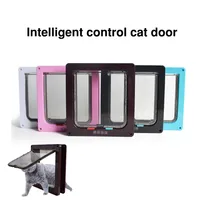 Smart Cat Door 4 Way Locking Security Lock ABS Plastic Dog Puppy Controllable Switch Direction Flap Doors For Small Pet Products
