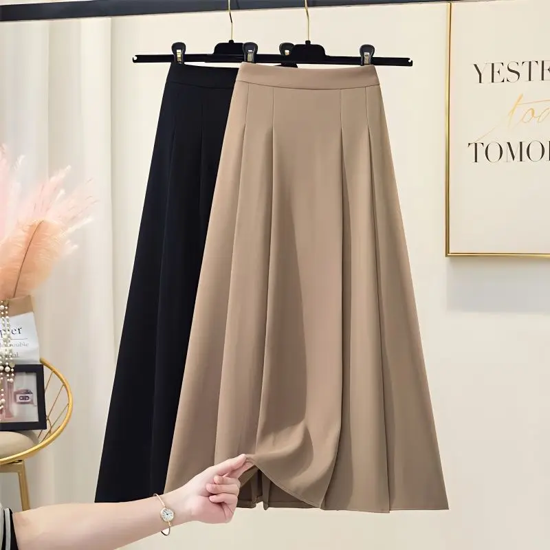 

Casual Fashion High Waist Long Skirt Women 2023 New Design Spring and Autumn Elegant Office Ladies A-line Pleated Skirts Z130