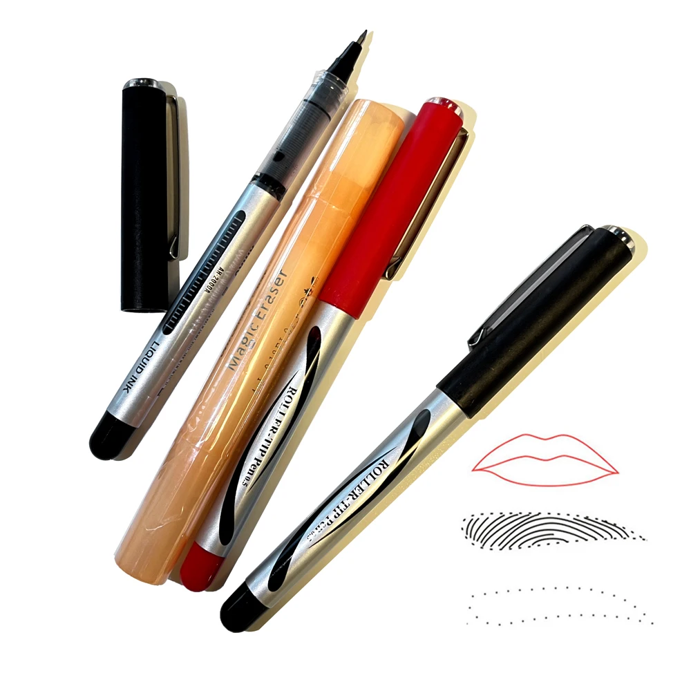 

Red Black Embroidery Waterproof For Eyebrow/Lip PMU Surgical Tattoo Skin Microblading Marker Pen Positioning Inportent Tools