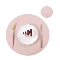 inyahome pink pu home placemats and coasters set washable round table mat waterproof coffee mats heat resistant place mat table