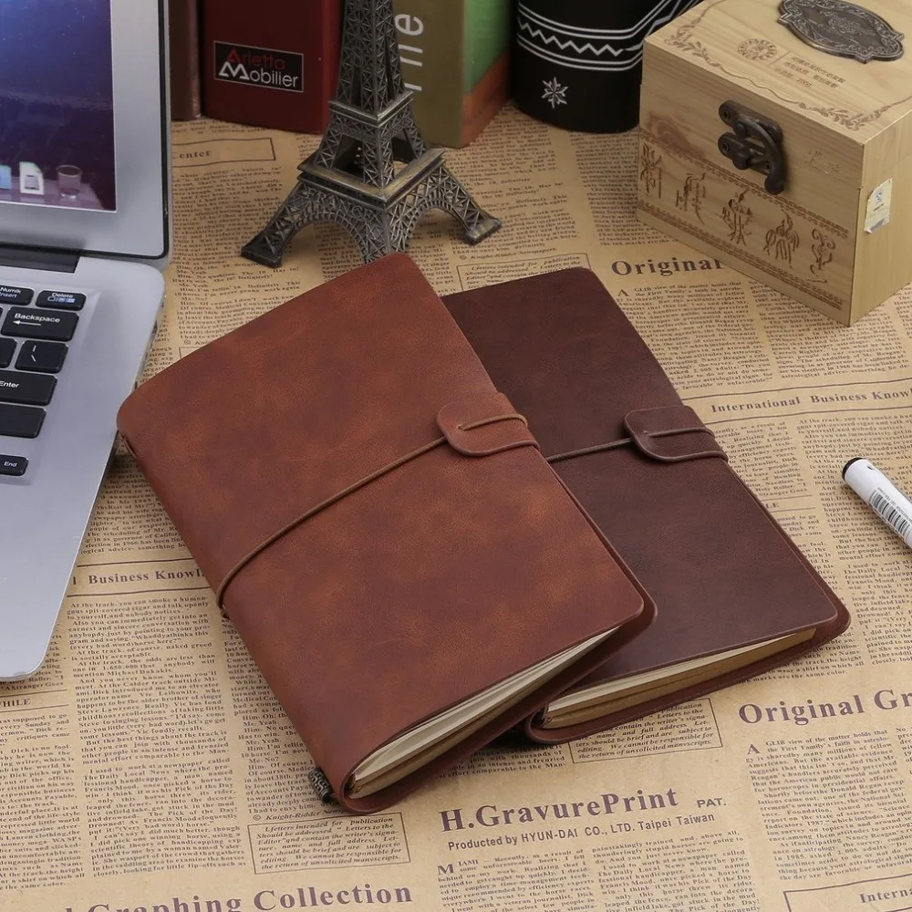 

School Supply Note Vintage Hardcover Business Notebook Spiral Office Faux Making Notes Students Leather Dairy Book Notebooks For