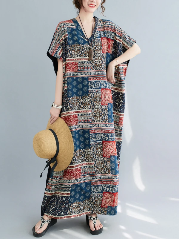 

Kanifio Plus Size Cotton Linen Dresses Women 2022 Summer New Bohemian Oversized Maxi Long Boho Beach Dress Vestidios 5048 L-9XL