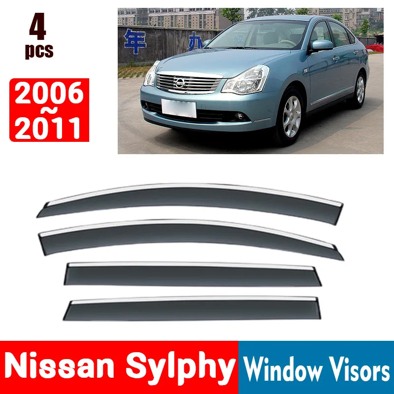 FOR Nissan Sylphy 2006-2011 Window Visors Rain Guard Windows Rain Cover Deflector Awning Shield Vent Guard Shade Cover Trim
