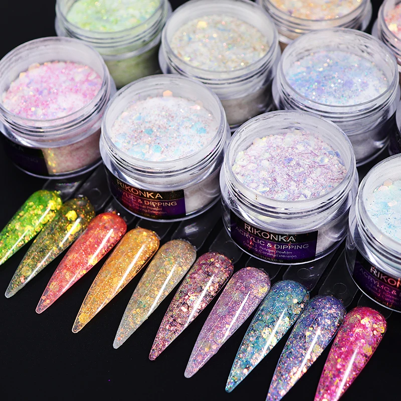 

15g Glitter Acrylic Powder For Nails Extended Builder Sparkling Dip Powder Mermaid Hexagons Chunky Glitter Nail Art Pigment Dust