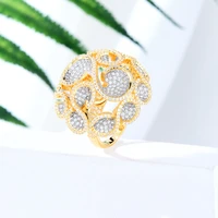 siscathy inlaid dubai fashion luxury micro zircon flower bouquet rings for women finger hoop finger ring party jewelry female