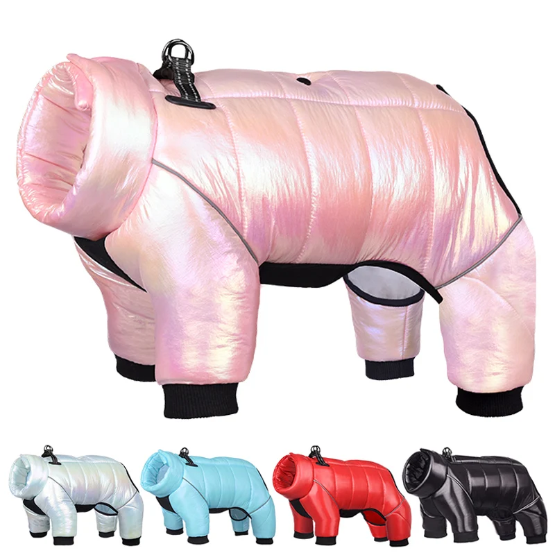 

Зимняя куртка для собак, водонепроницаемая одежда для маленьких собак, встроенный ошейник, светоотражающее пальто для домашних животных, ф...