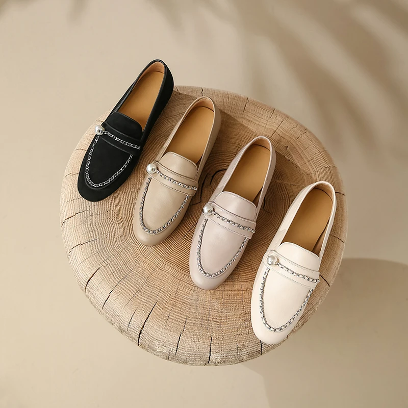 Мокасины женские из овечьей кожи дизайнерские туфли на плоской подошве без