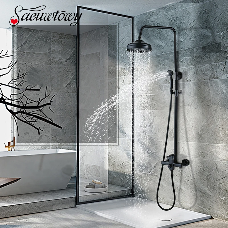 Настенный смеситель для душа ванной комнаты с ручным распылителем ванны горячей