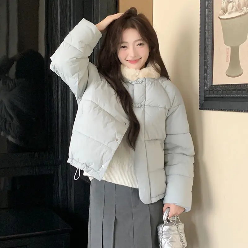 Korejpaa 2024 зимнее пальто парки Mujer китайский стиль меховой воротник лоскутное