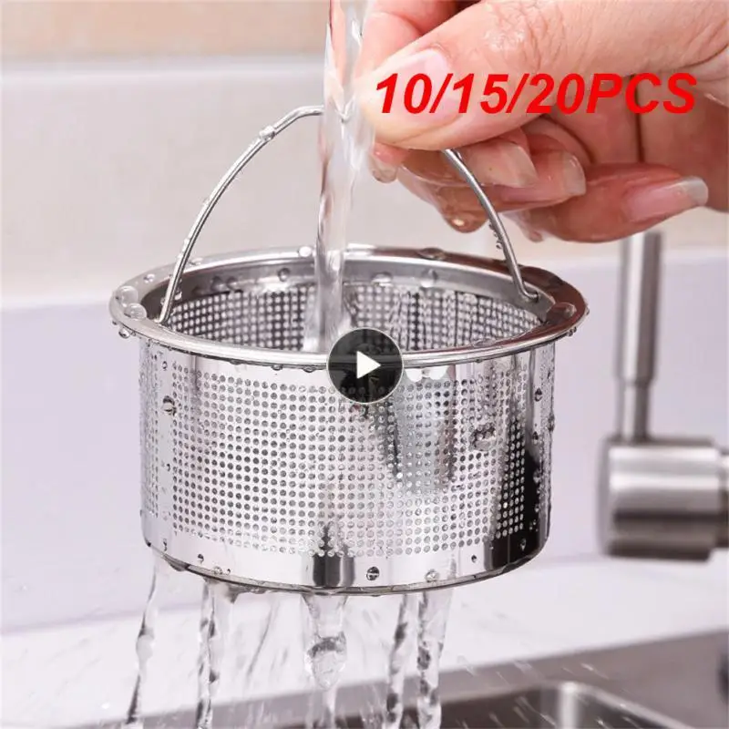 

10/15/20PCS Water Basin Sink Sink Drain Plug Fine Mesh Anti-clogging Sink Strainer 304 Stainless Steel Kitchen Tool