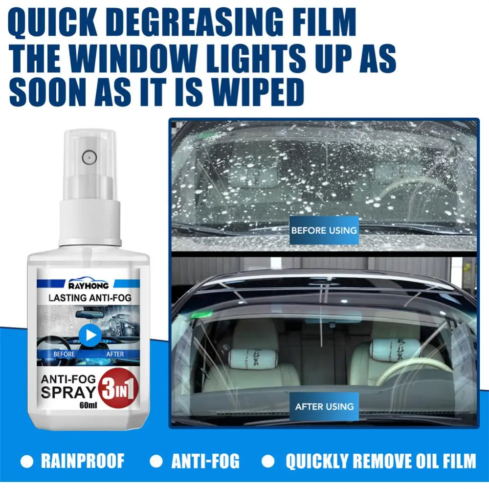 

60ml Car Glass Waterproof Coating Agent Anti Fog Spray Anti Rain Repellent Spray Multifunctional Auto Windshield Rainproof Agent