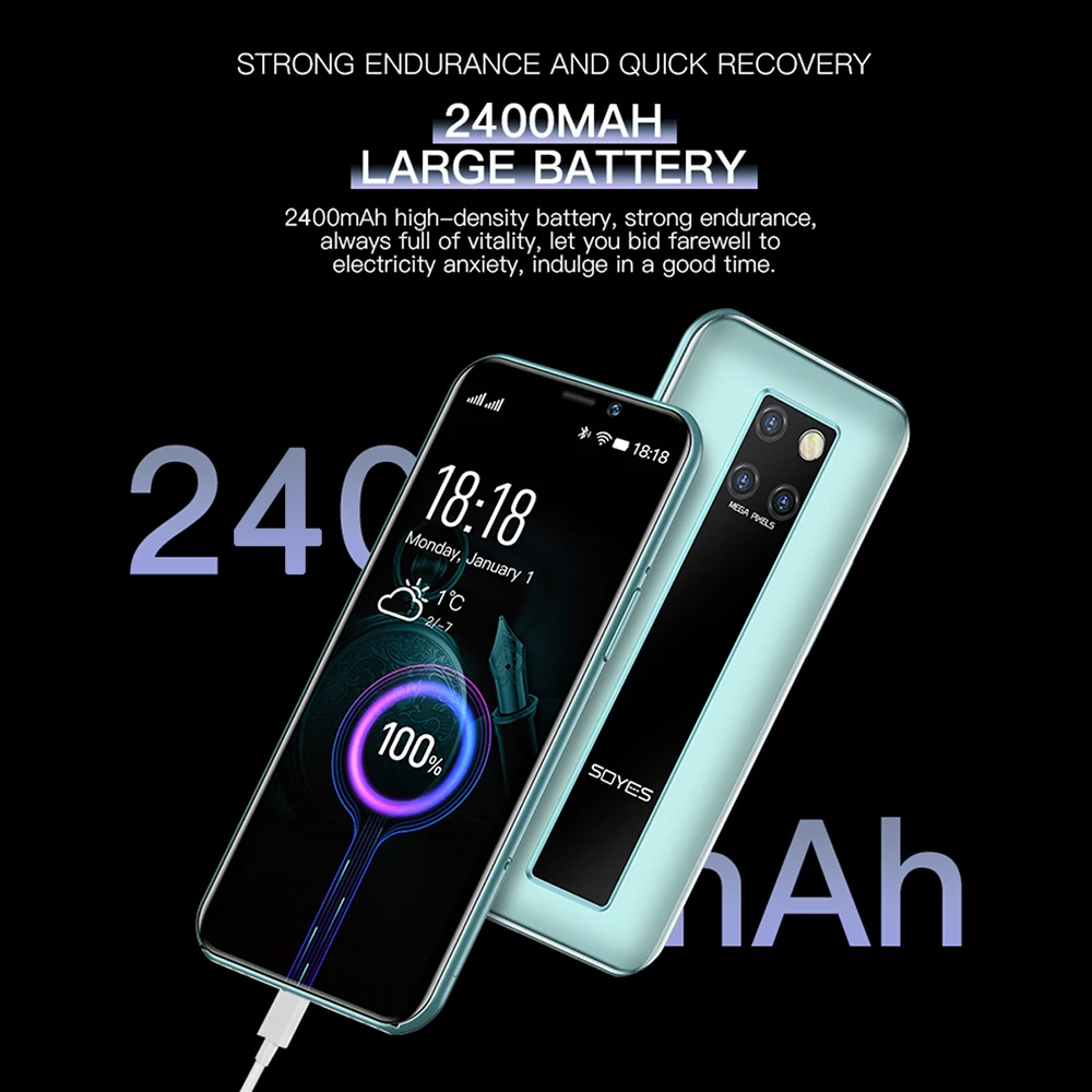 SOYES Mini Mobile Phone 4G LTE 3GB RAM 64GB ROM MTK6379 3.5'' Android 9.0 Smartphone Dual Camera Type-C Little Mobile Phone