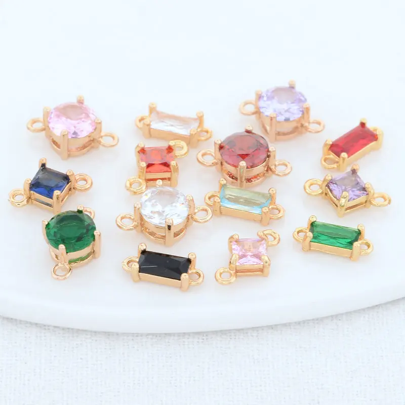 

Круглые Подвески из латуни и стекла с 2 отверстиями, 14 к