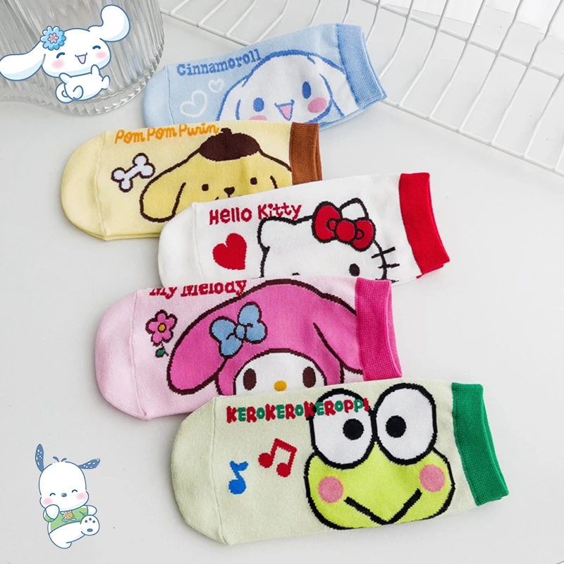 

Kawaii Sanrio носки Kuromi Cinnamoroll милые летние милые студенческие строительные игрушки для девочек Подарки на день рождения