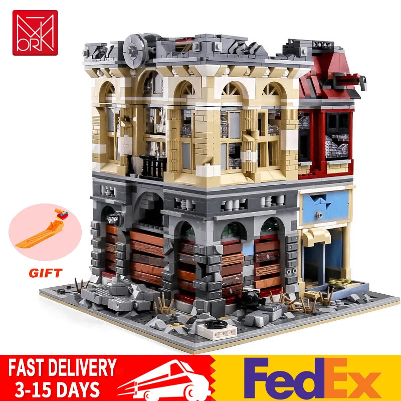 

Совместим с конструктором Lego Street View Series MOC-41175 Модульные строительные блоки руины городская Архитектура модели игрушки для мальчиков подарк...