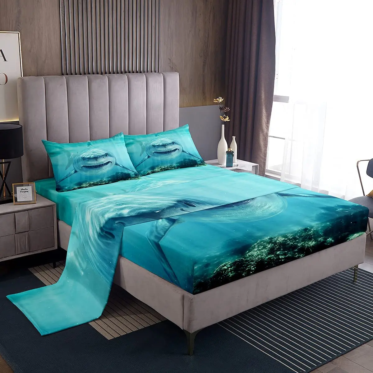 Комплект постельного белья для мальчиков 3d-простыня с акулами подростков