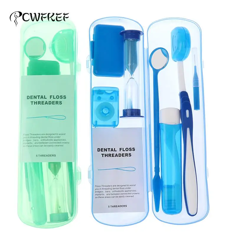 

Orthodontic Dental Care Kit Set Braces Toothbrush Foldable Dental Mirror Interdental Brush With Carrying Case Oral Tools