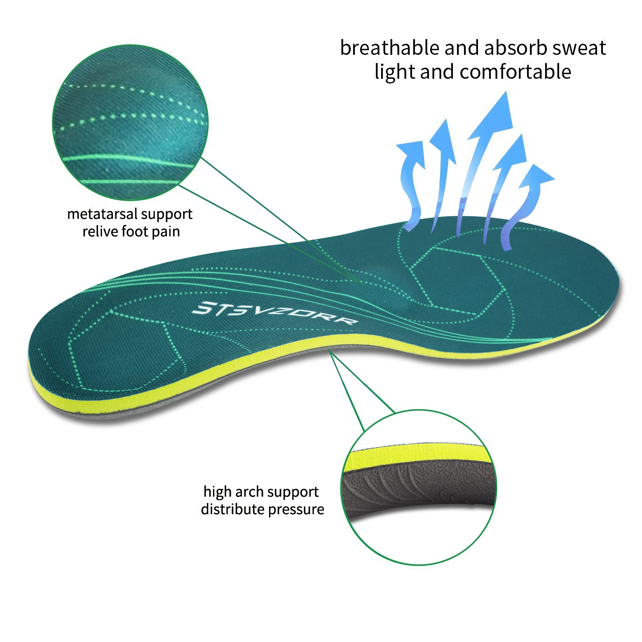 Plantar Fasciitis Pain Relief Orthopedic Insoles Men Flat Feet Arch Support,Women Heel Orthotics Insoles Sneakers Shoe Inserts