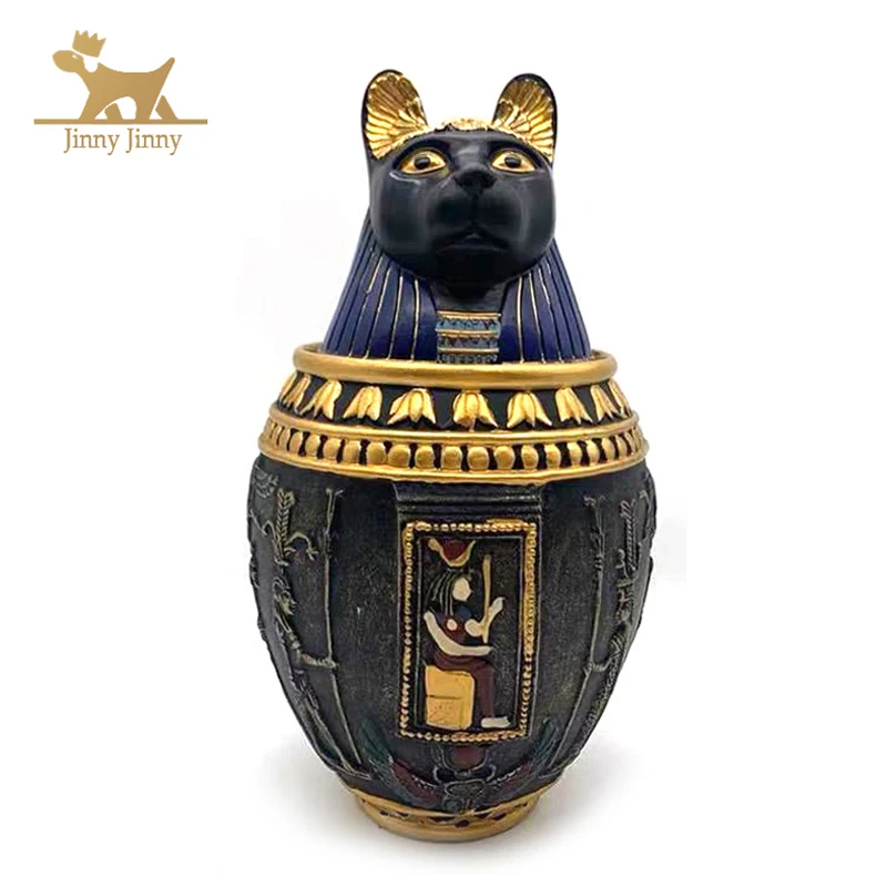 Urna conmemorativa egipcia para gatos Bastet Anubis Bastet, urna de gato, Material de resina, urnas de gato para cenizas para su mascota