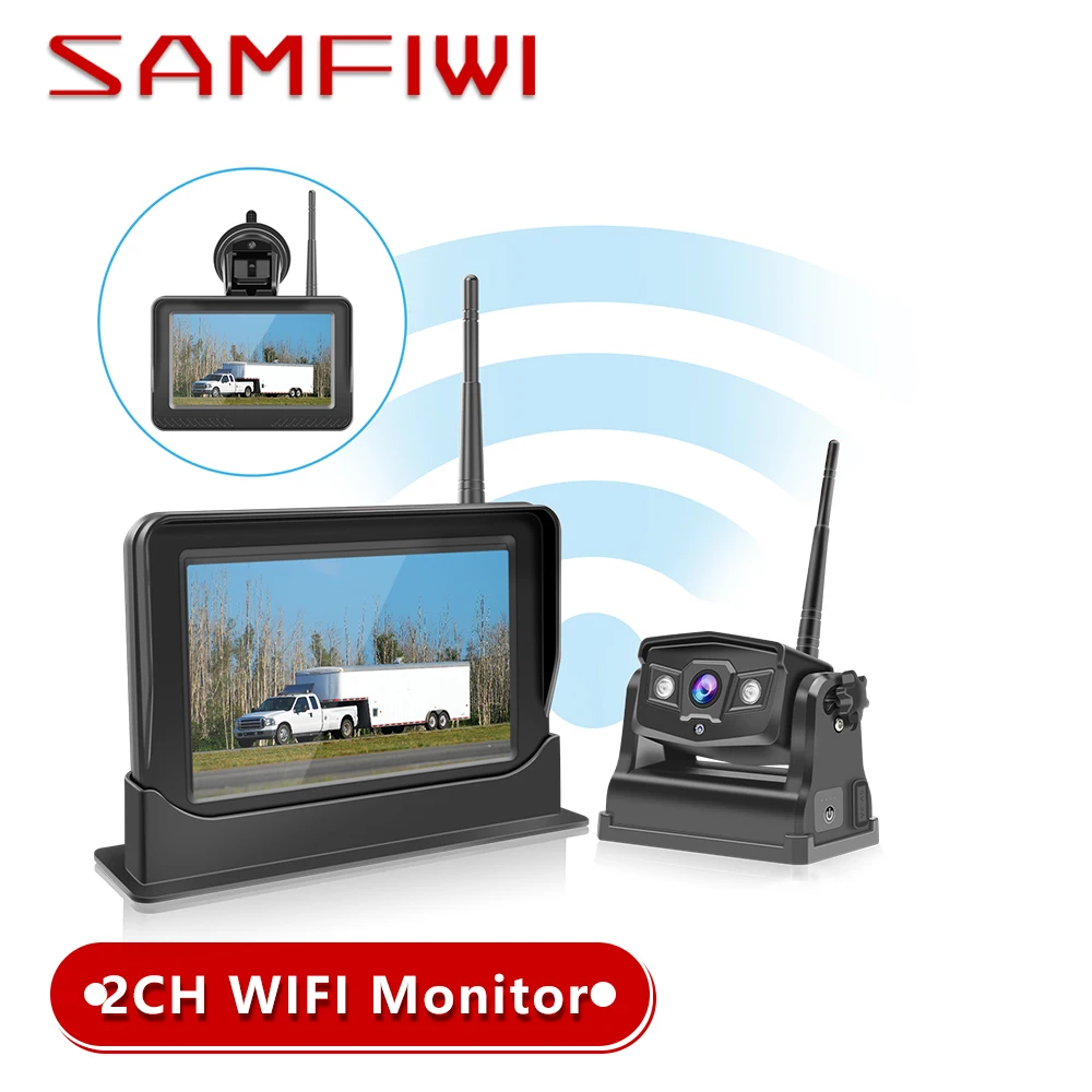 

Камера заднего вида, 2 канала, 5 дюймов, Wi-Fi, с аккумулятором 9600 мА