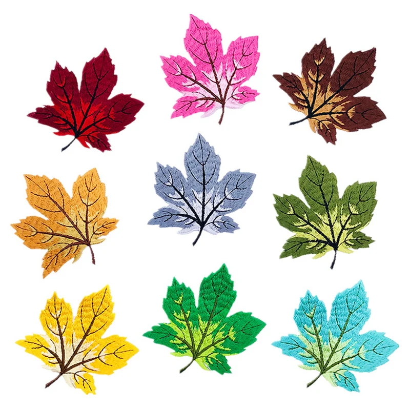 

10Pcs Colourful Maple Leaf Embroidery Patches DIY T-Shirt Coat Jeans Backpack For Sewing Decorate Applique Stickers Accessories