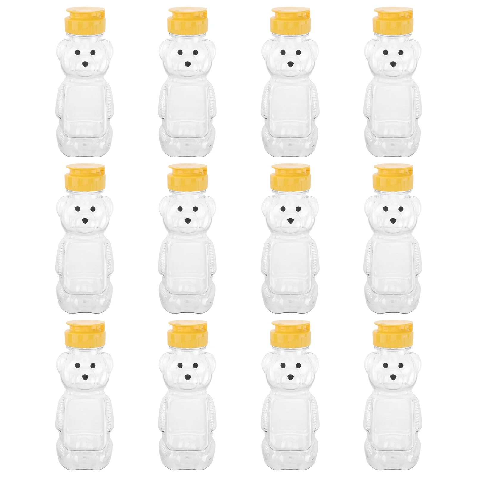 

Bear Squeeze Honey Bottle Containers: 12pcs 240ml Refillable Honey Jar with Mustard Jam Dispenser for Household Kitchen