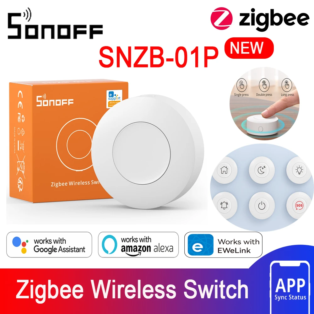 

Беспроводной переключатель Zigbee с индивидуальной кнопкой, поддержка умных сцен NSPanel Pro, ZB Bridge Pro и ZBDongle-E