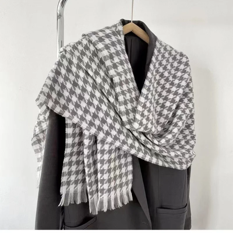 Новый сладкий винтажный шарф зимний женский и мужской клетчатый в
