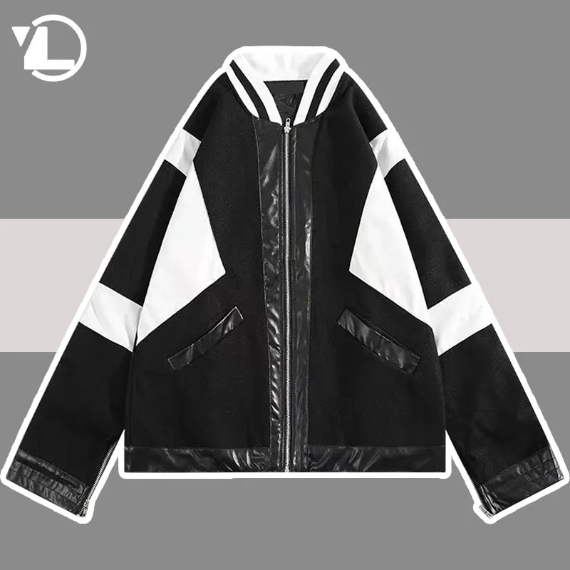 

Винтажные куртки для колледжа, Мужская демисезонная Лоскутная цветная блочная ветровка, пальто для женщин, уличная тонкая модная куртка