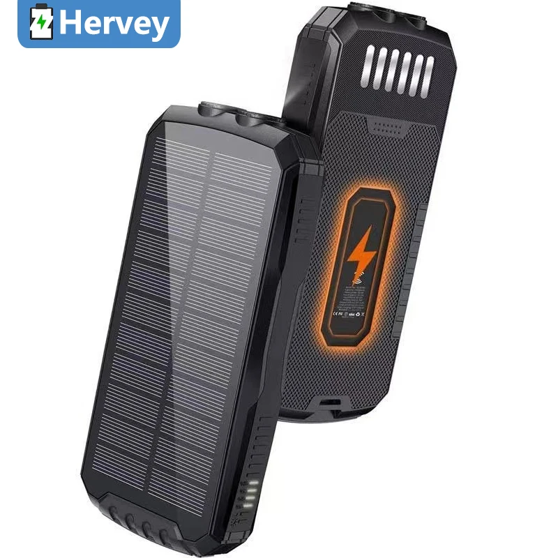 

Qi Wireless Charger 100000mAh Solar Power Bank for iPhone 12 Samsung Xiaomi Powerbank Portable External Battery LED Poverbank