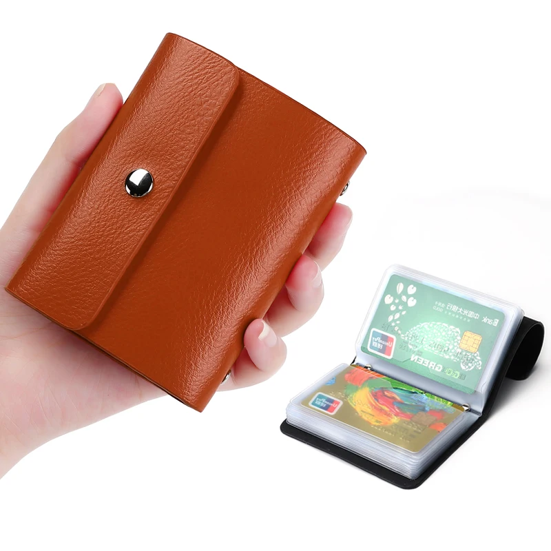 Genuine Leather Card ID Holder Package License Bank Credit Compact Business Card Holder Case Multi-functional Set Clip Bag Cover