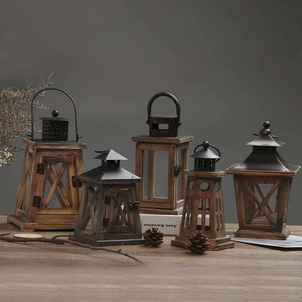 Vintage Wedding Hanging Lantern Outdoor Wood Candlestick