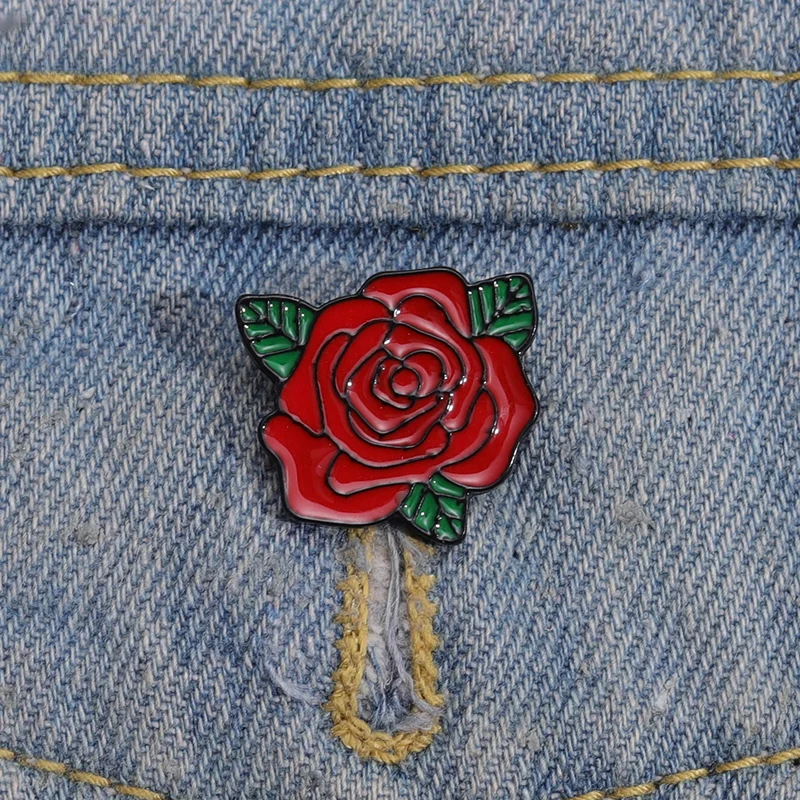 Эмалированные булавки в виде красной розы цветочные броши на заказ значки лацкан