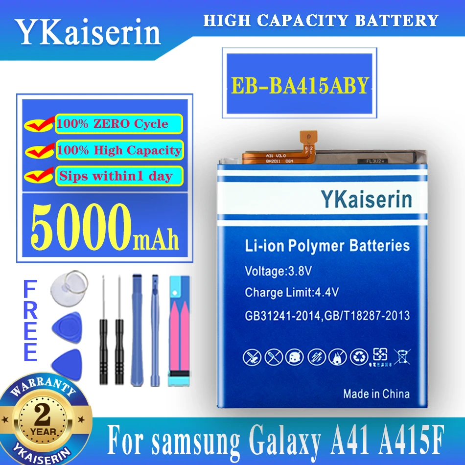 

YKaiserin Replacement Battery For Samsung Galaxy A41 A415F EB-BA415ABY Rechargeable Phone Battery 5000mAh + Tools