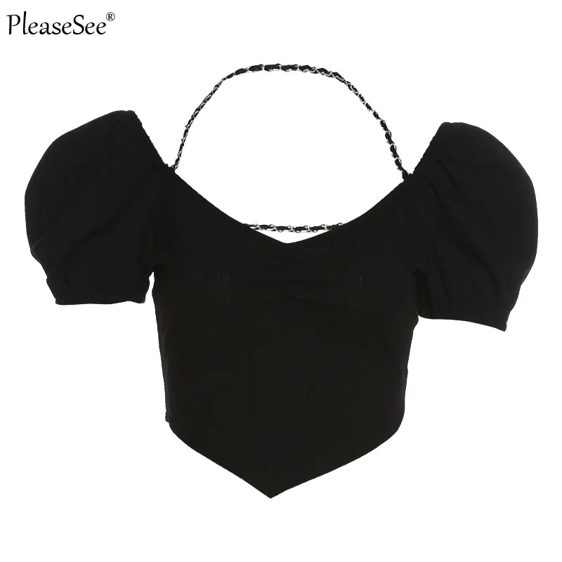 Кроп-топ с открытой спиной и коротким рукавом для женщин Новинка лета 2022