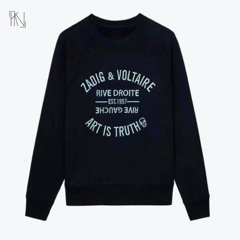 

Black Classic Letter Embroidery Embroidery Cotton White Loose Bodysuit Spring 2023 New Loose Long Sleeve Pullover Women