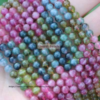 100 natural tourmaline 5 5mm multicolor round gem stone loose beads 17 5inch for diy jewelry making