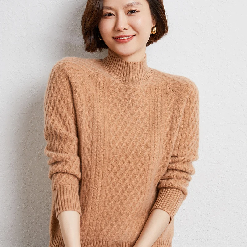 2022 New Style Women Sweaters 100% Pure Cashmere Knitted Pullovers Thicker Female Jumpers Tops Traf SDM