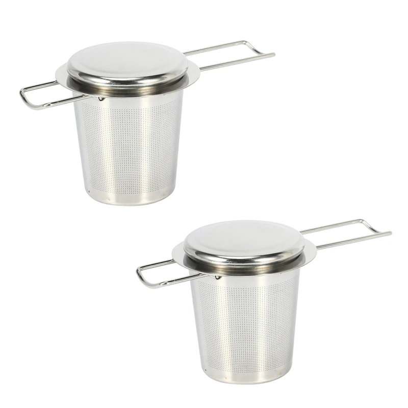 

2Pc Stainless Steel Tea Infuser Filter Long Handle Folding Tea Strainer Reusable Tea Filter Basket For Brewing Leaf Tea