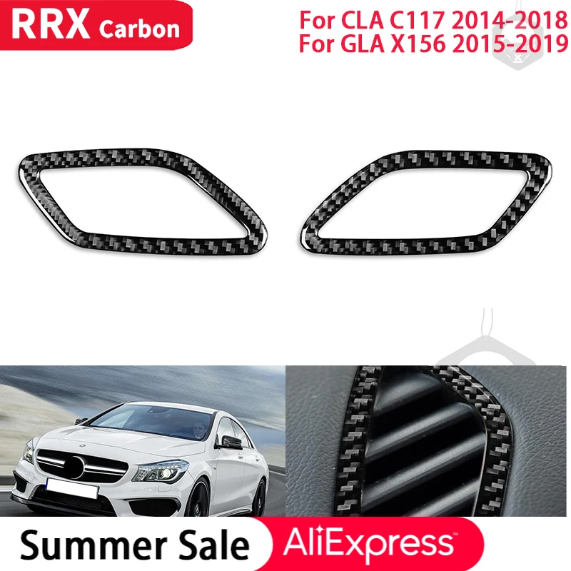 

RRX Real Carbon Fiber Accessories Car Defogging Tuyere Decor Frame Cover Sticker for Mercedes Benz CLA C117 GLA X156 2014-2019