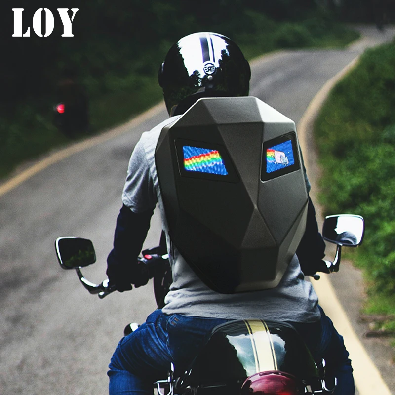 

New Motorcycle LED Hard Shell Backpack WaterProof High Capacity Helmet Backpacks Man Woman Outdoor Personality Trave Bag