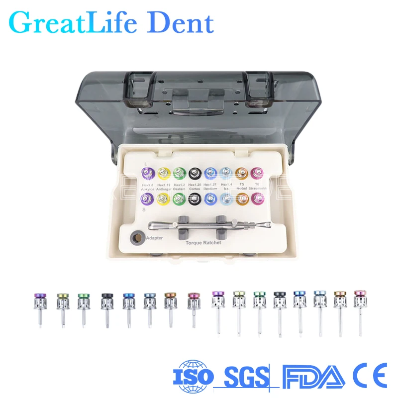 

GreatLife Dent 16pcs Dental Implant Torque Screw Driver Ratchet Dentistry Repair Tools Torque Wrench Screwdriver Prosthetic Kit