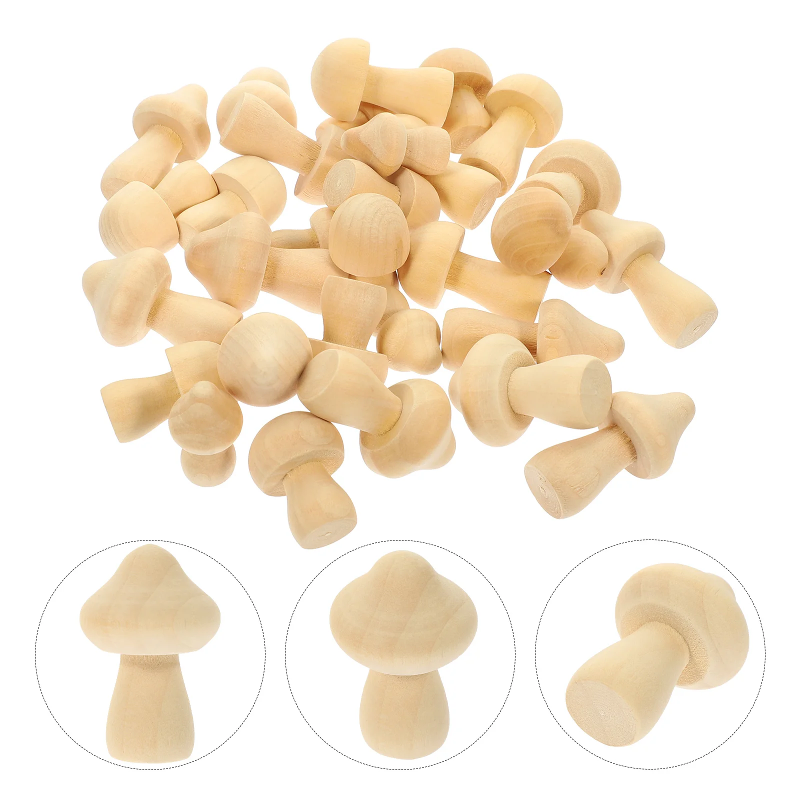 

30 Pcs Unfinished Peg Dolls Natural Wooden Unpainted Mushroom Kids Mini Toys Figurines Miniature Mushrooms Crafts