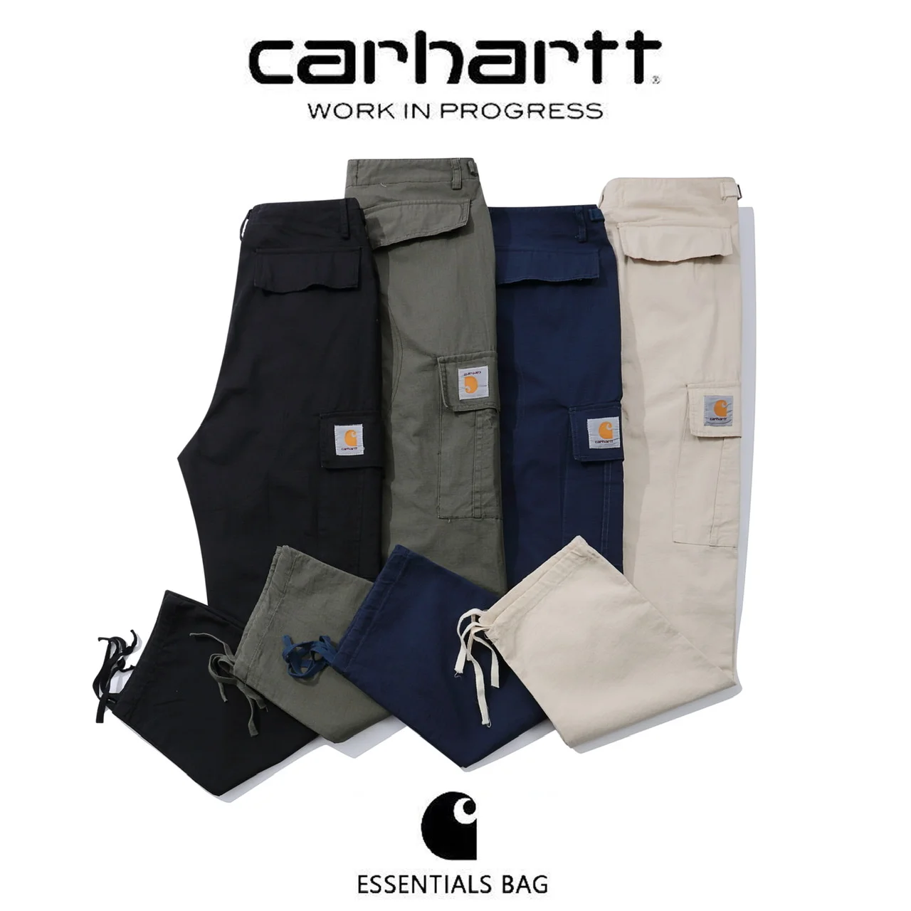 

New Carhartt Wip Hip Hop Joggers Cargo Pants Men Harem Pants Multi-Pocket Ribbons Harajuku Fashion Trousers Casual Mens Pants