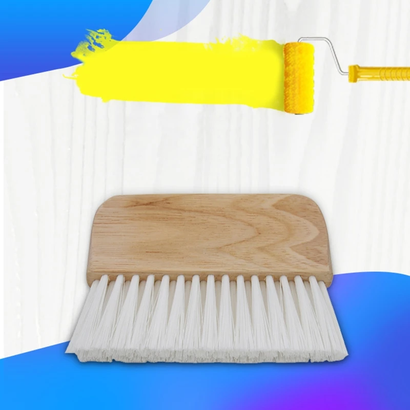 

Art Brush w/ Wooden Handle Portable Watercolor Brush Flat Brush Artist Drawing Brush Paint Brush for Wood Wall Oil Paint