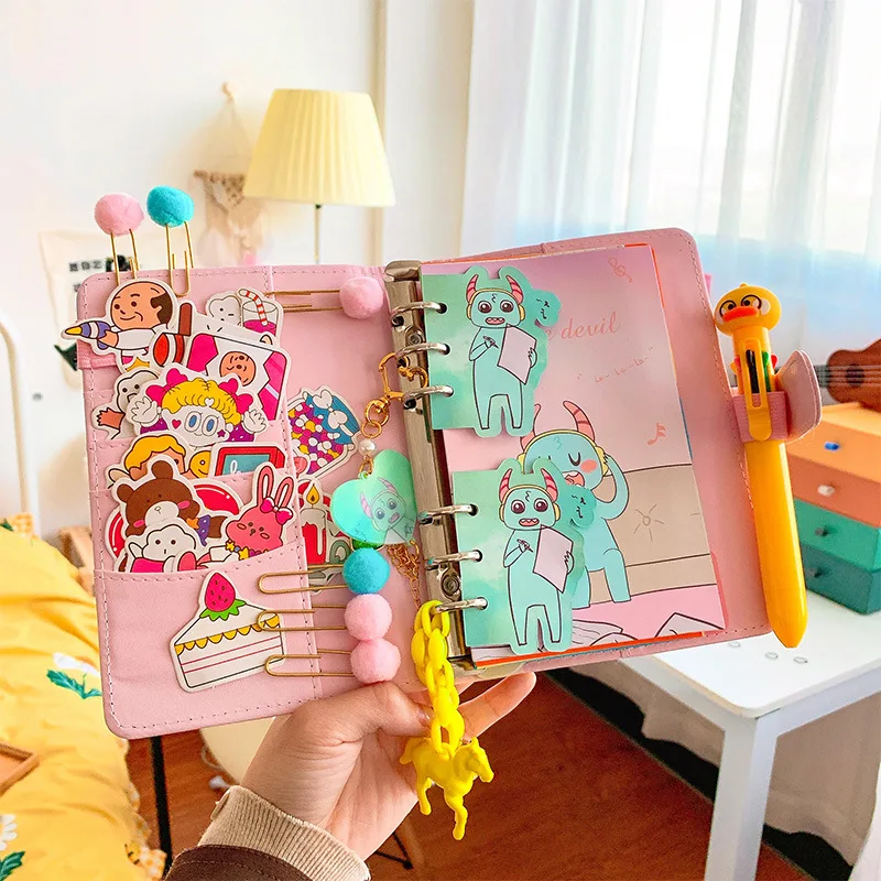 

A5 PU Leather Loose Leaf Diary Planner Set Spiral Notebook Binder Journal Agenda Bullet Kids Girls Birthday Gift