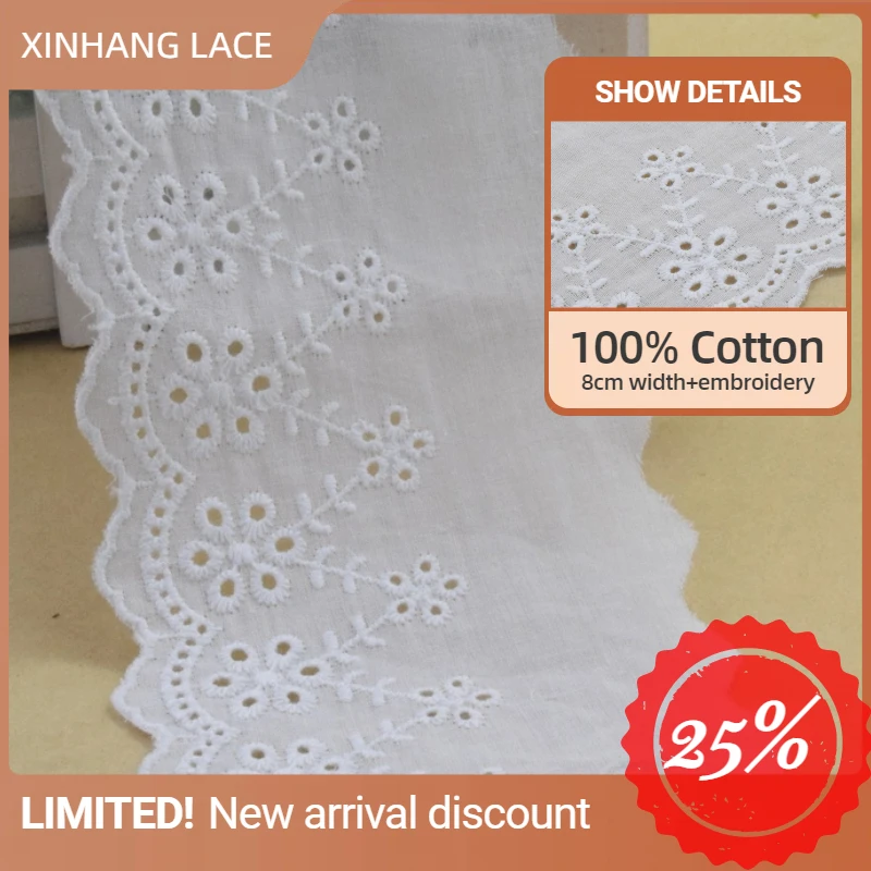 Хлопковая вышитая кружевная вышивка 8 см в ширину Модные трикотажные куклы