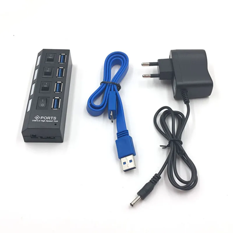 Mini USB HUB 3.0 Super Speed 5Gbps Usb3.0 4 Ports HUB Portable USB 3.0 HUB Splitter With External Power Adapter For PC Accessory