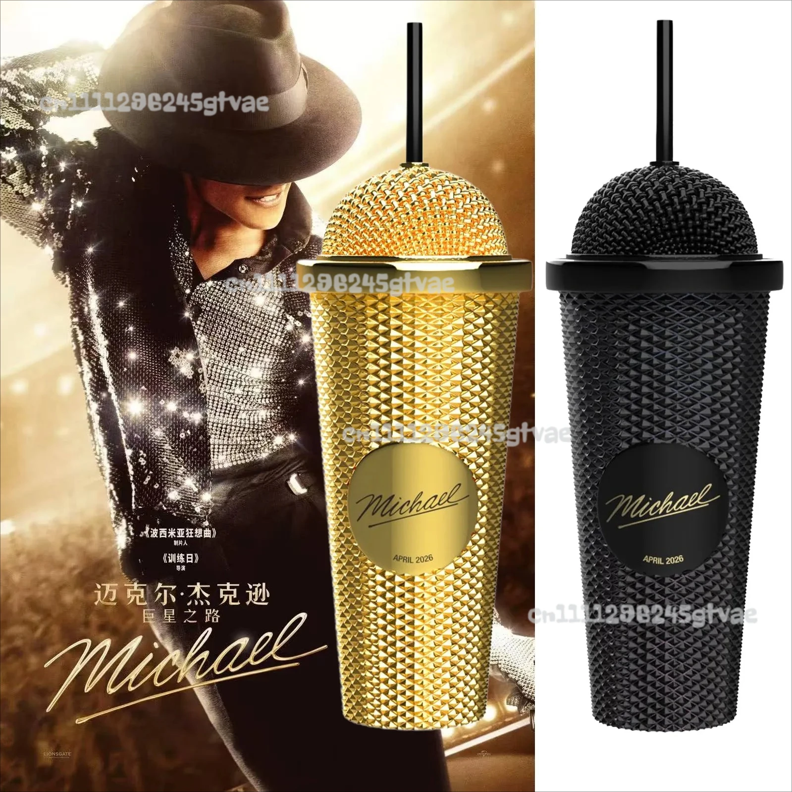 Фото Стакан с соломинкой Michael Rhine Stone Tumbler Bling, бутылка для воды с дизайном микрофона, сувенирная кружка в форме шляпы, ведерко для попкорна №5