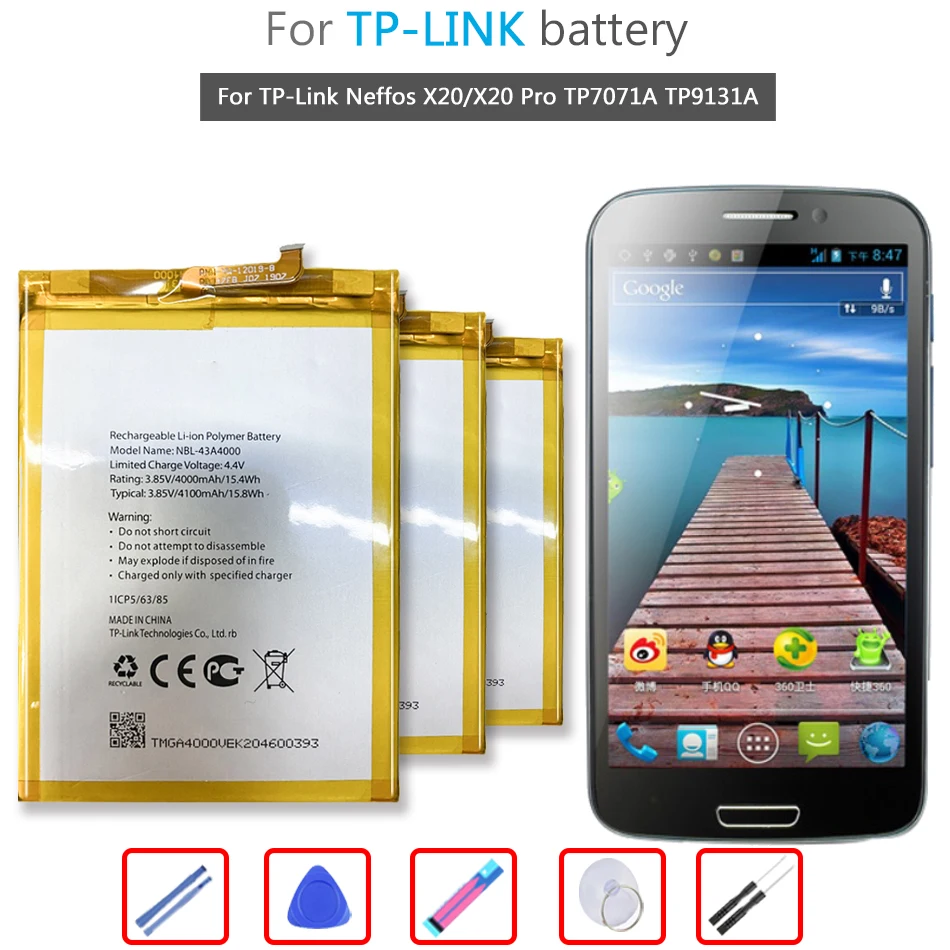 

Литий-ионный полимерный аккумулятор NBL-43A4000 4100 мАч для TP-Link Neffos X20/X20 Pro X20Pro TP7071A TP9131A батарея + Бесплатные инструменты
